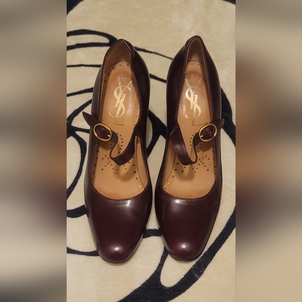 Yves Saint Laurent Burgundy Mary Jane Heels